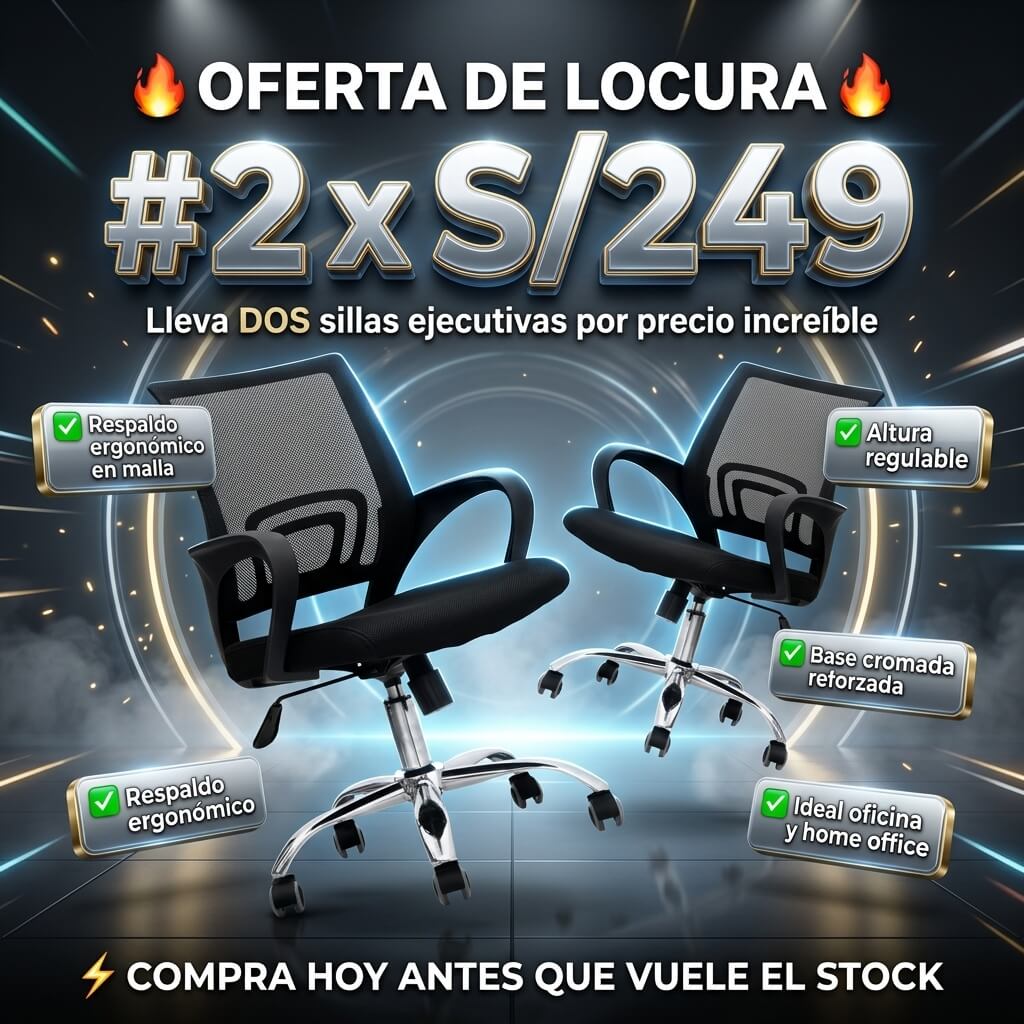 Combo de 2 Sillas Giratorias De Oficina Cromadas
