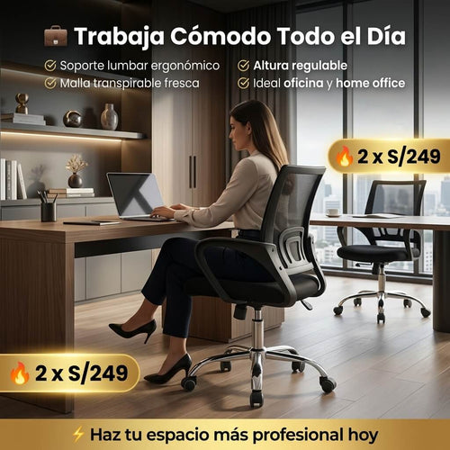 Combo de 2 Sillas Giratorias De Oficina Cromadas