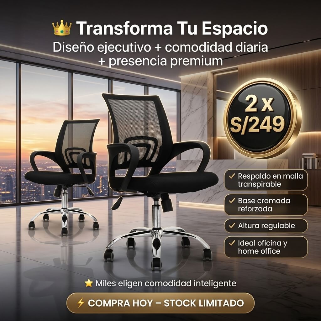 Combo de 2 Sillas Giratorias De Oficina Cromadas